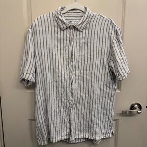 Zara Mens Linen Shirt - L, cream white